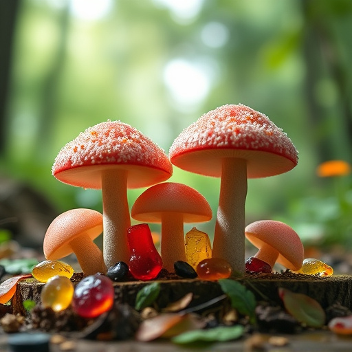 Magic Mushroom Gummies with Nature Background