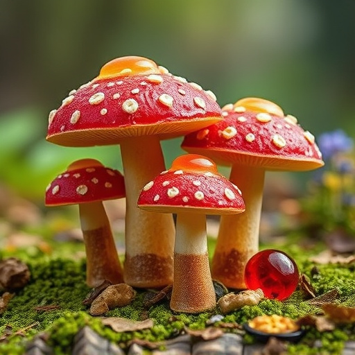 Magic Mushroom Gummies with Nature Background