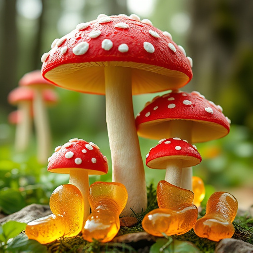 Magic Mushroom Gummies with Nature Background