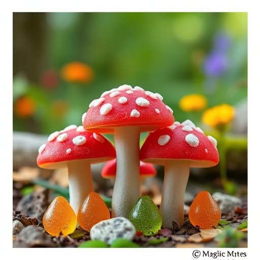 Magic Mushroom Gummies with Nature Background