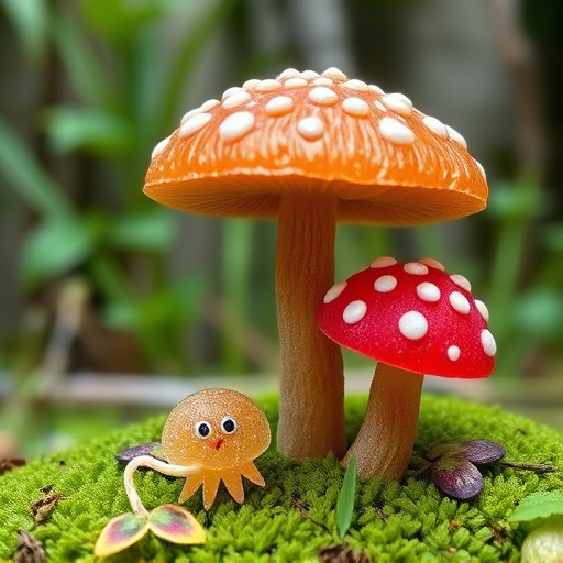 Magic Mushroom Gummies with Nature Background