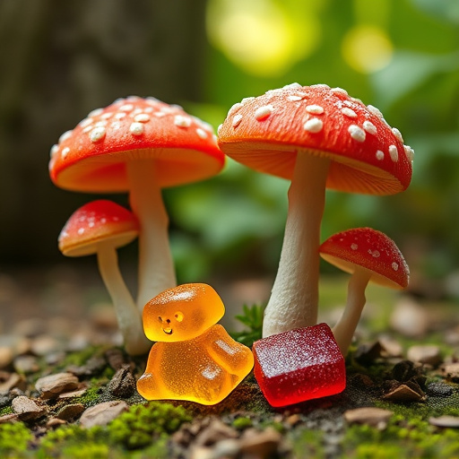 Magic Mushroom Gummies with Nature Background