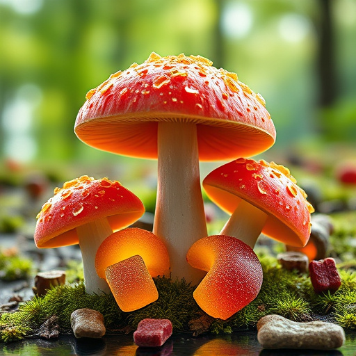 Magic Mushroom Gummies with Nature Background