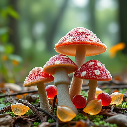 Magic Mushroom Gummies with Nature Background