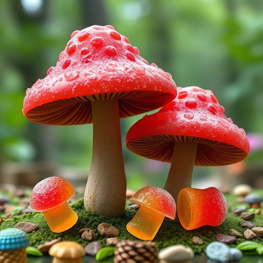 Magic Mushroom Gummies with Nature Background