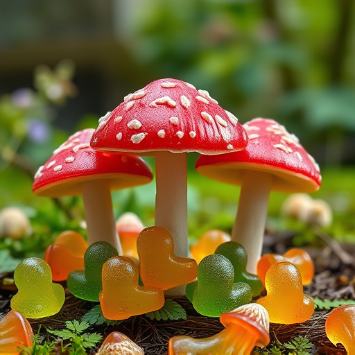 Magic Mushroom Gummies with Nature Background