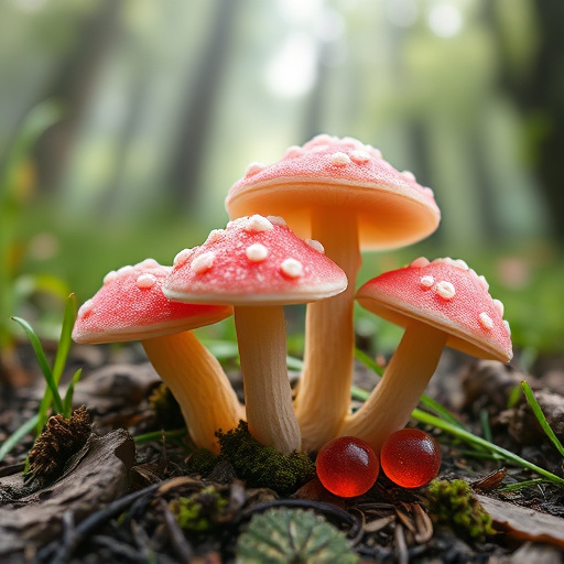 Magic Mushroom Gummies with Nature Background