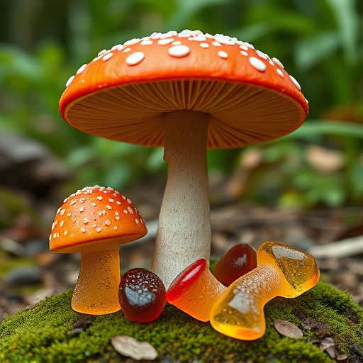 Magic Mushroom Gummies with Nature Background