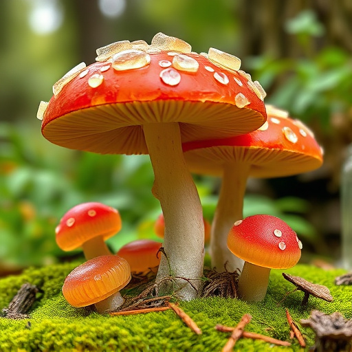 Magic Mushroom Gummies with Nature Background