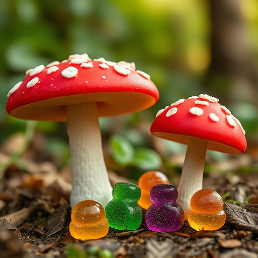 Magic Mushroom Gummies with Nature Background