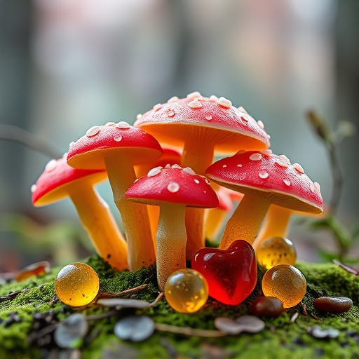 Magic Mushroom Gummies with Nature Background