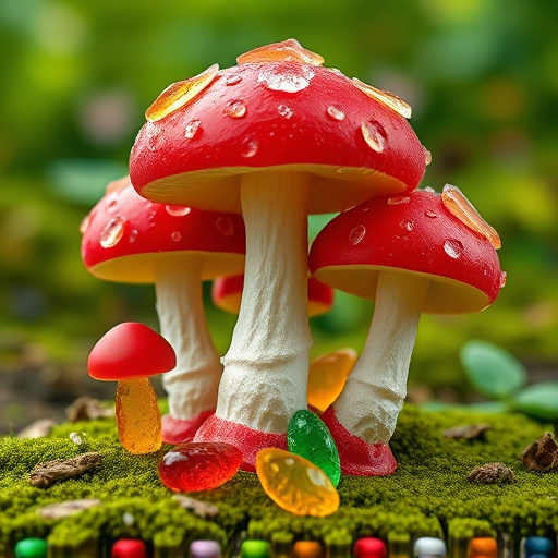 Magic Mushroom Gummies with Nature Background