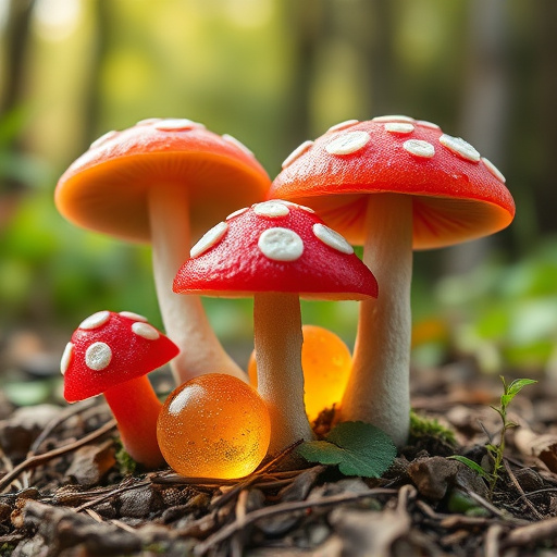 Magic Mushroom Gummies with Nature Background