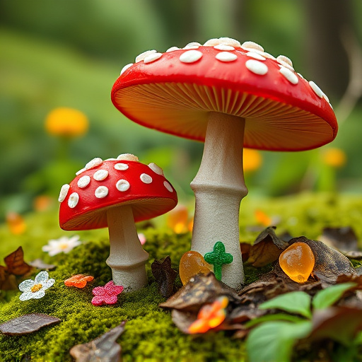Magic Mushroom Gummies with Nature Background