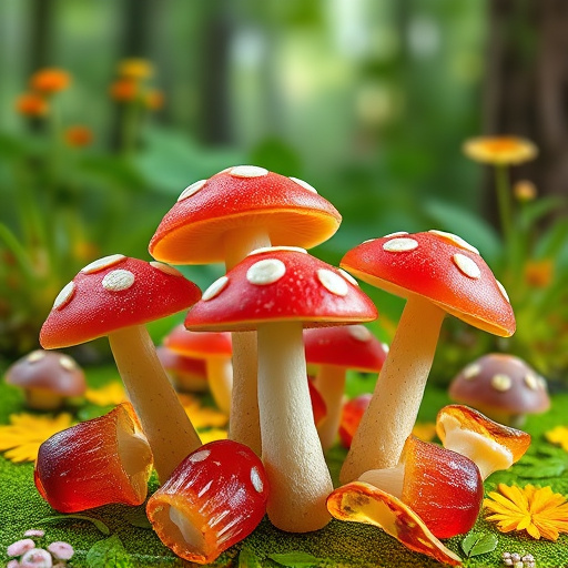 Magic Mushroom Gummies with Nature Background