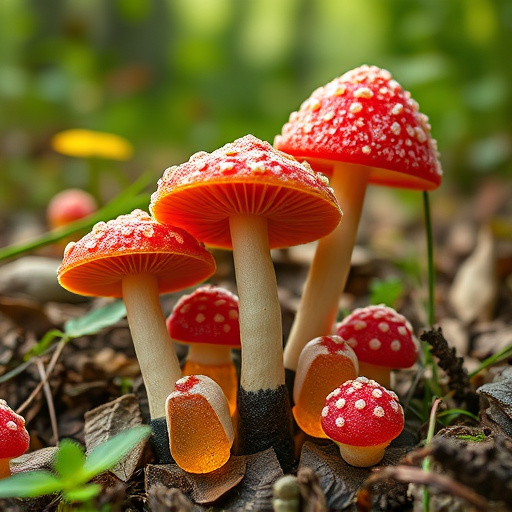 Magic Mushroom Gummies with Nature Background