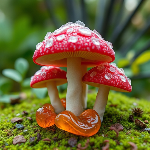 Magic Mushroom Gummies with Nature Background