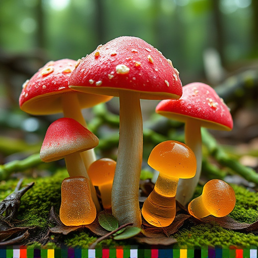 Magic Mushroom Gummies with Nature Background