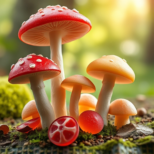 Magic Mushroom Gummies with Nature Background