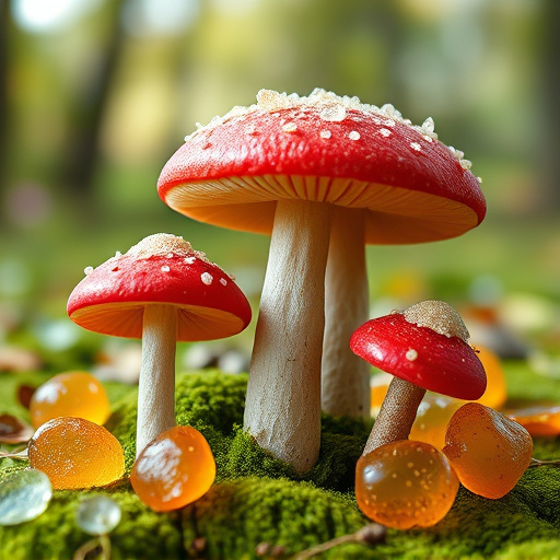 Magic Mushroom Gummies with Nature Background