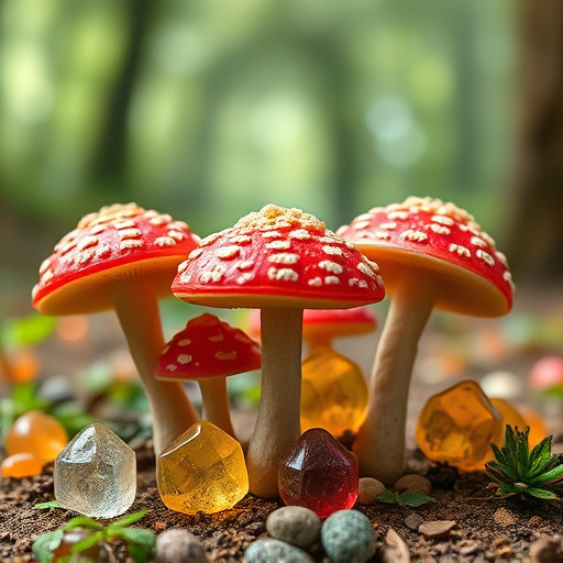 Magic Mushroom Gummies with Nature Background