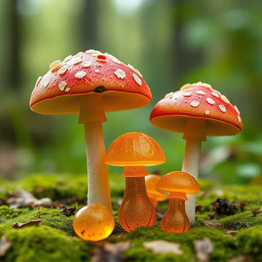 Magic Mushroom Gummies with Nature Background