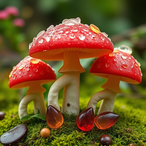 Magic Mushroom Gummies with Nature Background