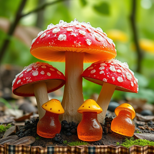 Magic Mushroom Gummies with Nature Background