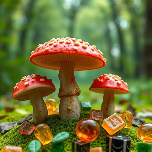 Magic Mushroom Gummies with Nature Background