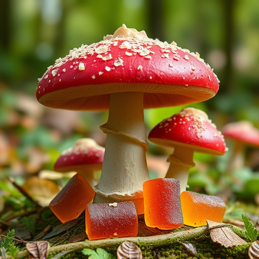 Magic Mushroom Gummies with Nature Background