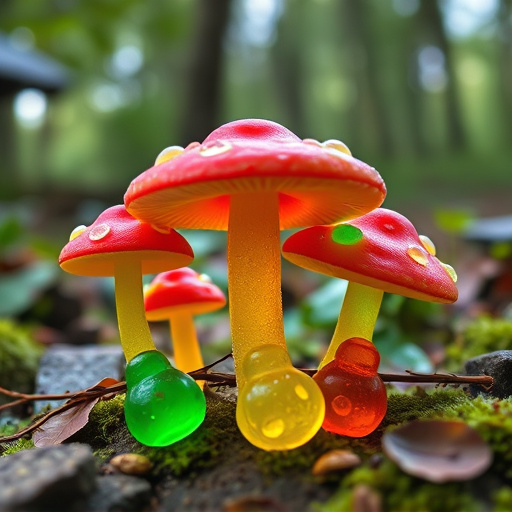 Magic Mushroom Gummies with Nature Background