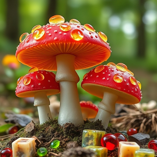 Magic Mushroom Gummies with Nature Background