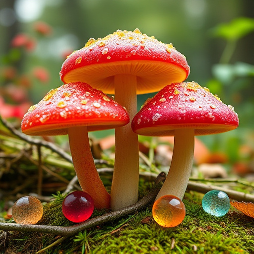 Magic Mushroom Gummies with Nature Background