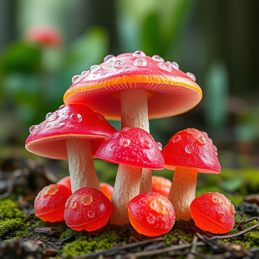 Magic Mushroom Gummies with Nature Background