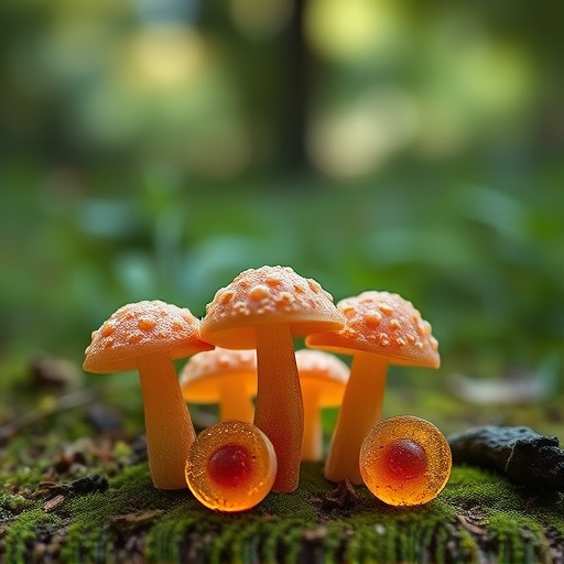Magic Mushroom Gummies with Nature Background