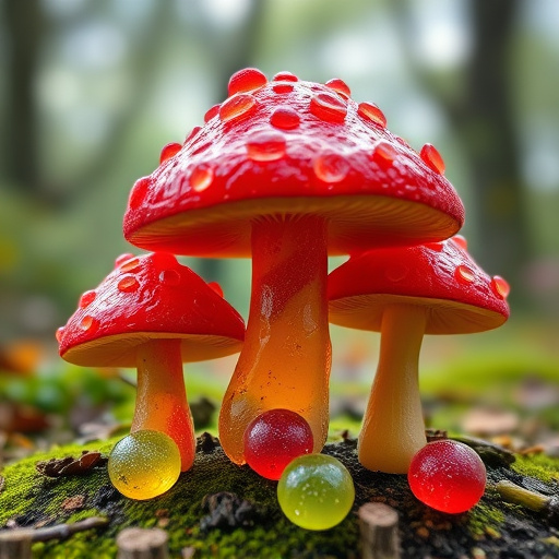 Magic Mushroom Gummies with Nature Background