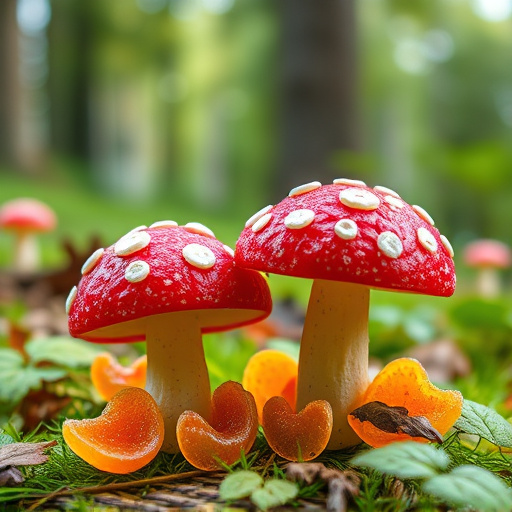 Magic Mushroom Gummies with Nature Background