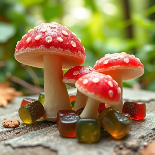 Magic Mushroom Gummies with Nature Background