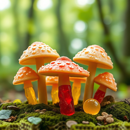 Magic Mushroom Gummies with Nature Background