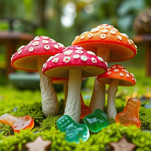 Magic Mushroom Gummies with Nature Background