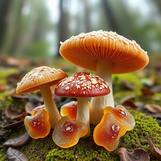 Magic Mushroom Gummies with Nature Background