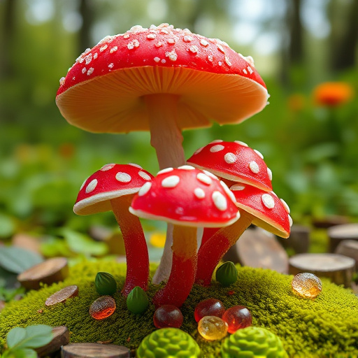 Magic Mushroom Gummies with Nature Background