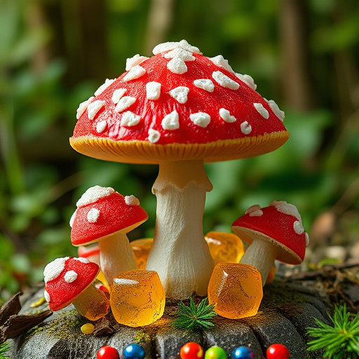 Magic Mushroom Gummies with Nature Background