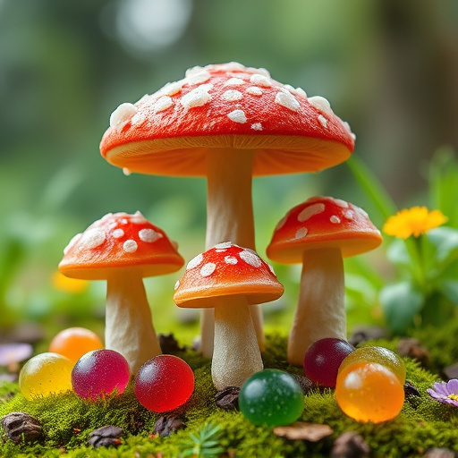 Magic Mushroom Gummies with Nature Background