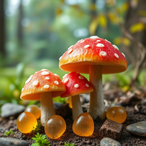 Magic Mushroom Gummies with Nature Background