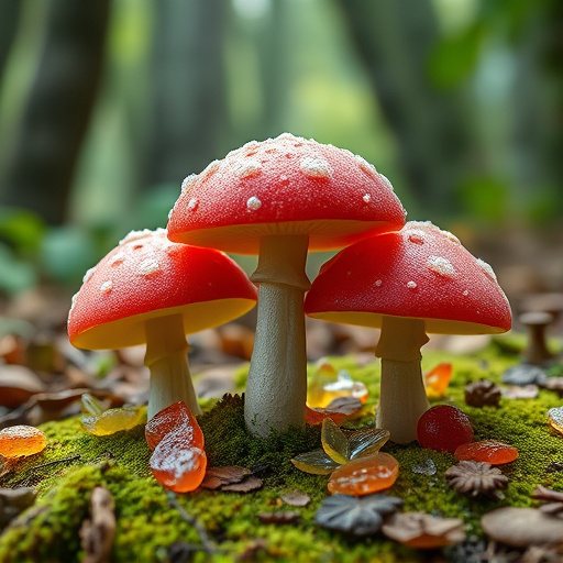 Magic Mushroom Gummies with Nature Background
