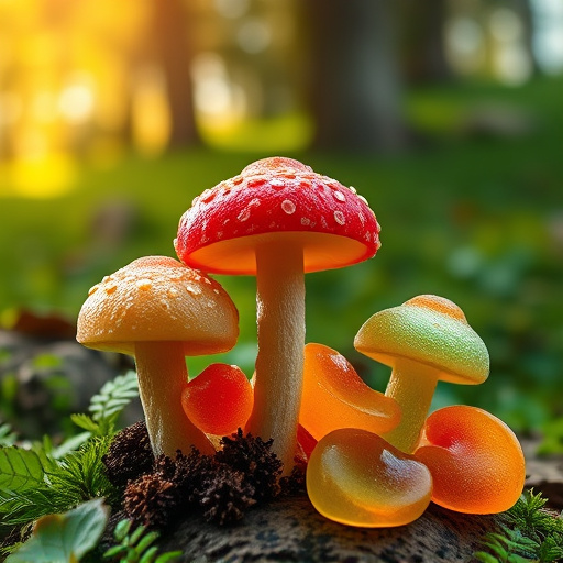 Magic Mushroom Gummies with Nature Background