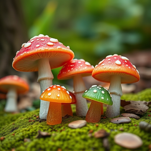 Magic Mushroom Gummies with Nature Background