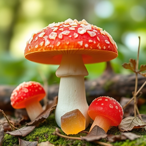 Magic Mushroom Gummies with Nature Background