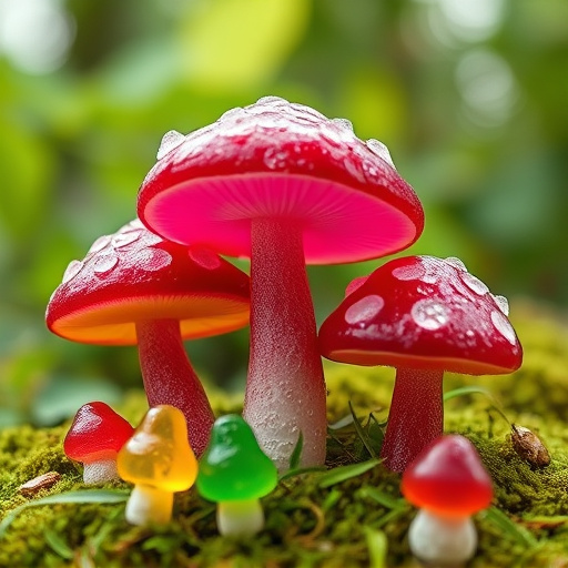 Magic Mushroom Gummies with Nature Background